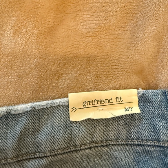 Blue Distressed Jean Shorts with Frayed Hem - Picture 8 of 9